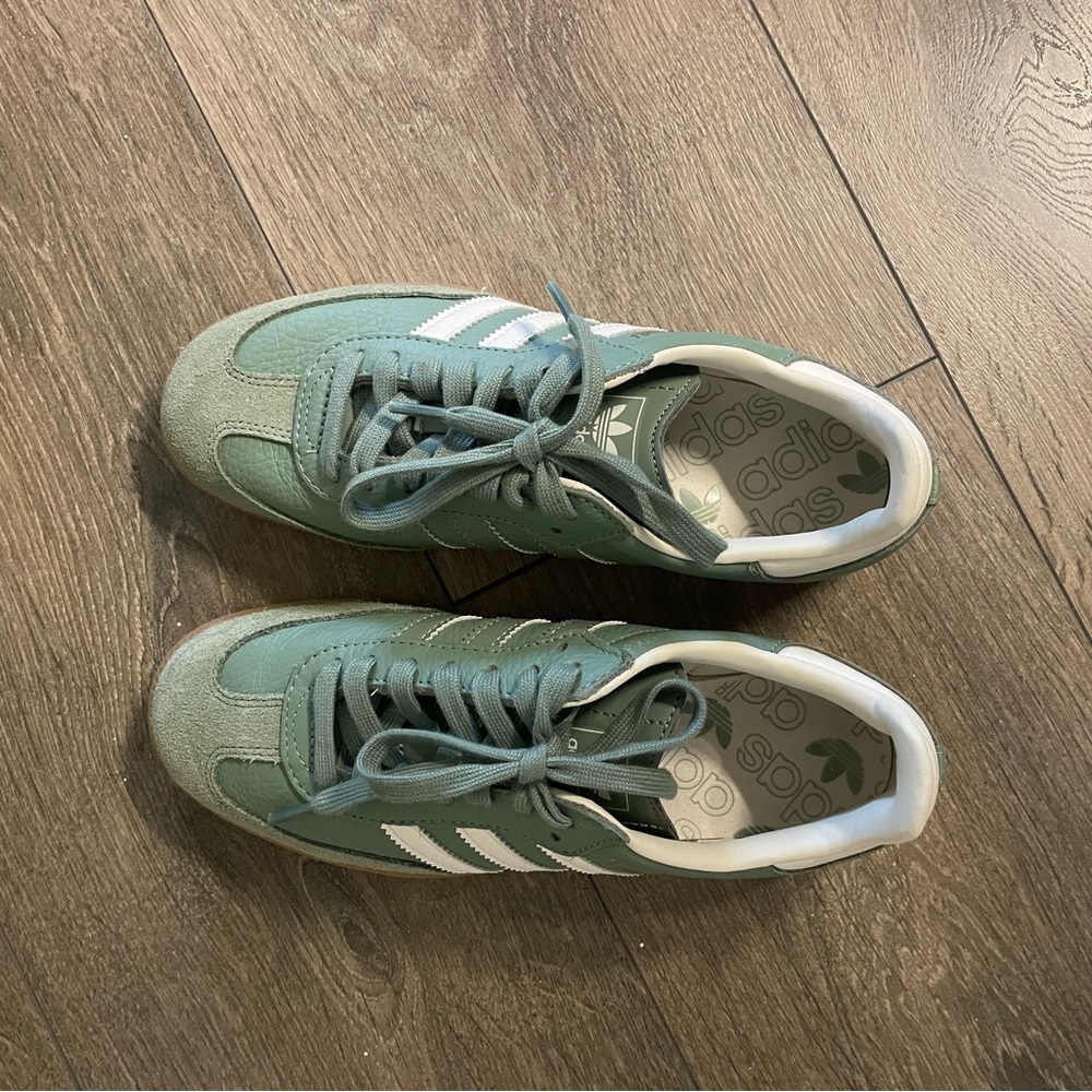 Sage Green Adidas Sambas. Size 6. Barely worn
